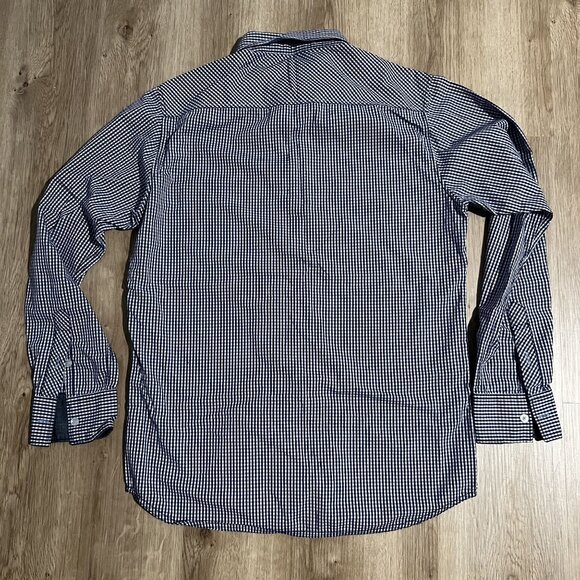 Urban Touch Plum, Blue & White Gingham Check Long Sleeve Button-Down Shirt SZ L - Picture 2 of 9